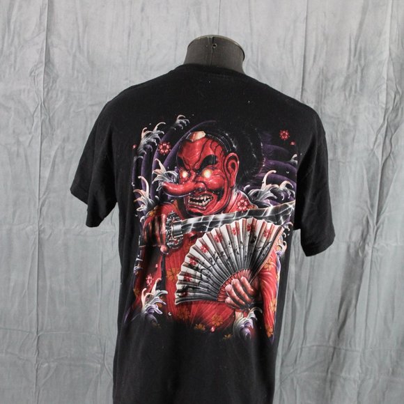 Retro Graphic T-shirt - Tengu Mask Warrior with Fan Big Graphic - Men's XL - Picture 7 of 9